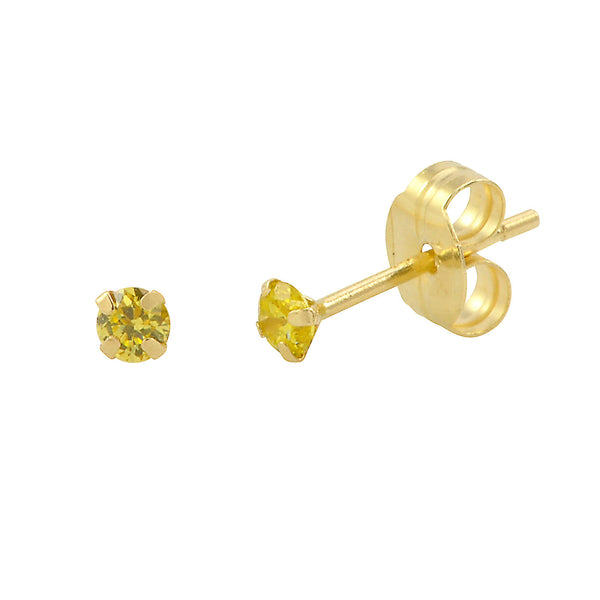 10k Yellow Gold Citrine CZ Stud Earrings Cubic Zirconia Round Prong Set - Jewelryland.com