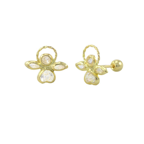 10k Yellow Gold Mini Angel Stud Earrings Screwbacks 8mm Clear Cubic Zirconia - Jewelryland.com