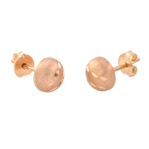 10k Rose Gold Half Ball Stud Earrings Matte Finish Laser Cut 4mm-7mm Pushbacks - Jewelryland.com