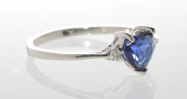 Heart CZ Ring .925 Sterling Silver Blue Sapphire Cubic Zirconia - Jewelryland.com