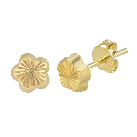 Flower Stud Earrings 10k Yellow Gold Laser Cut with Pushbacks 5mm - Jewelryland.com