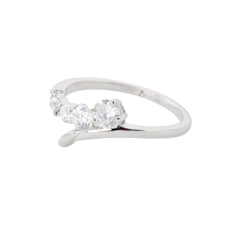 Journey Cubic Zirconia Ring .925 Sterling Silver CZ Rhodium Anti-Tarnish - Jewelryland.com