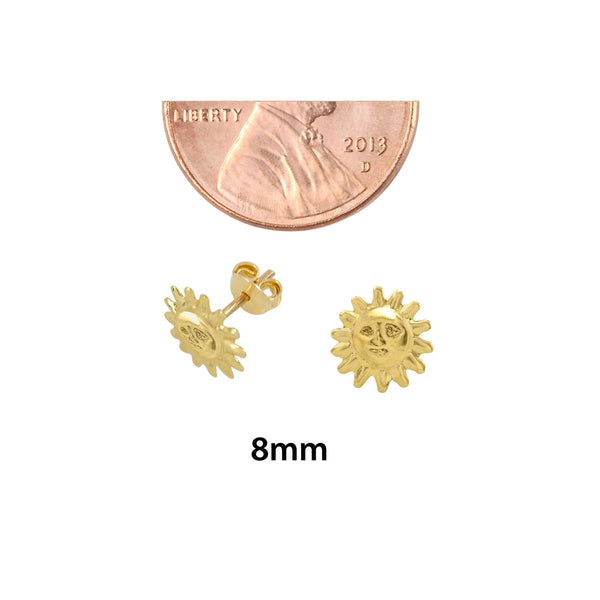 10k Yellow Gold Sun Earrings 8mm - Pushbacks - Jewelryland.com