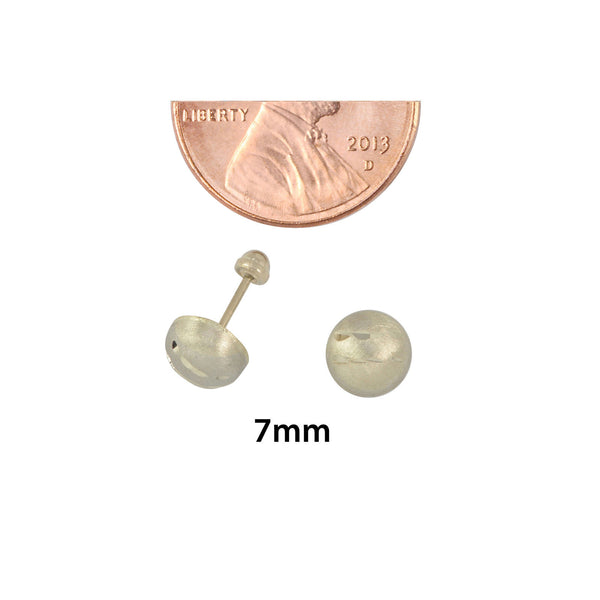 10k White Gold Half Ball Screwback Stud Earrings Matte Finish Laser Cut 4mm-7mm - Jewelryland.com