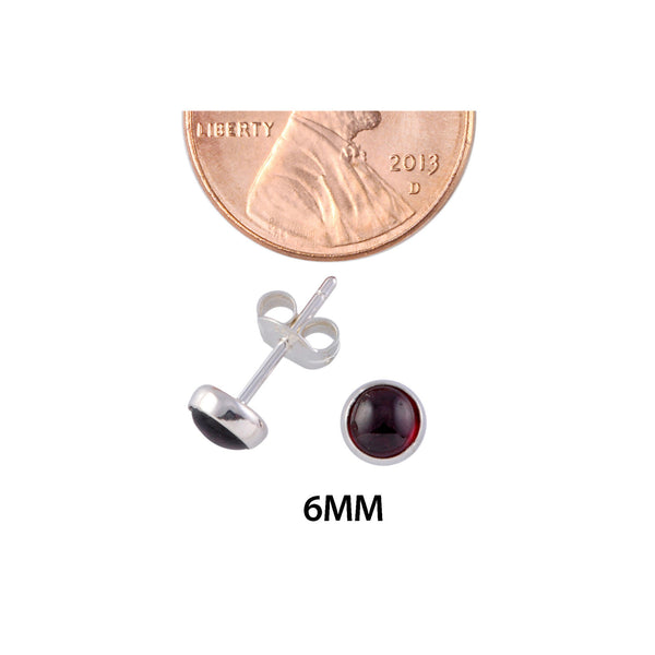 Sterling Silver Gemstone Earrings Garnet 6mm Round - Jewelryland.com