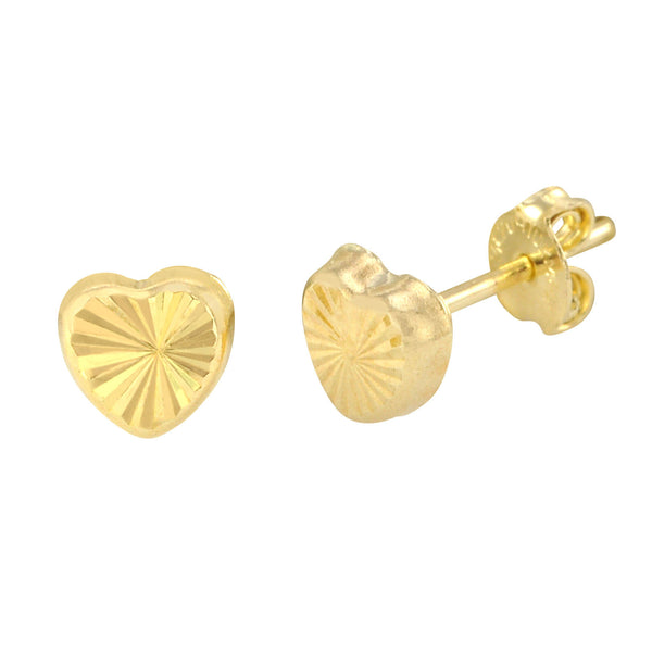 10k Yellow Gold Heart Stud Earrings Laser Cut with Pushbacks 5mm - Jewelryland.com