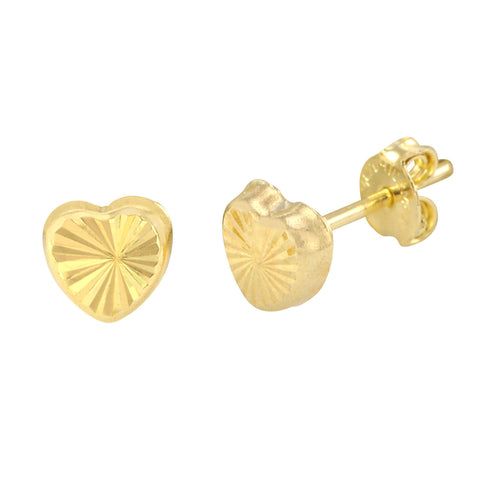 10k Yellow Gold Heart Stud Earrings Laser Cut with Pushbacks 5mm - Jewelryland.com