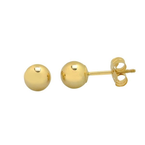 14k Yellow Gold Ball Stud Earrings Special Wing Nut Screwback High Polish - New - Jewelryland.com