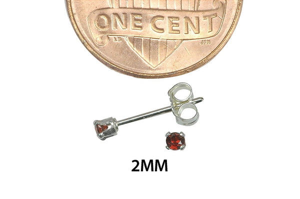 Sterling Silver Garnet Red CZ Birthstone Stud Earrings - Jewelryland.com