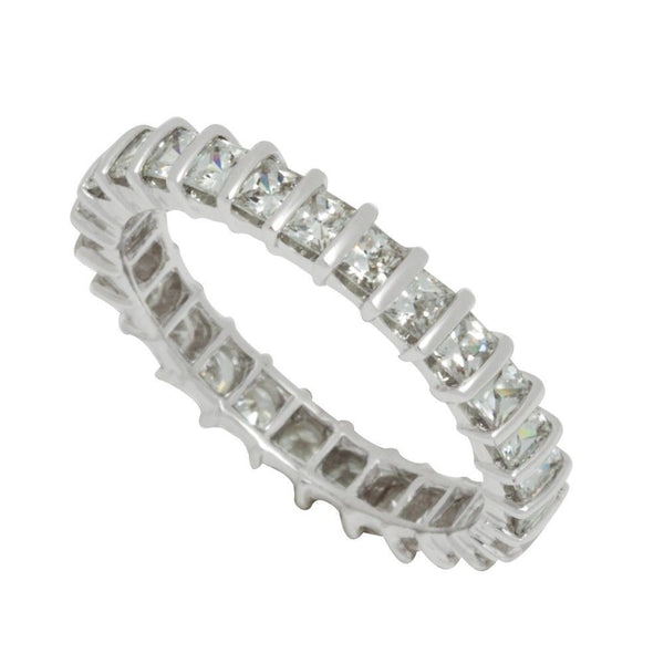 Sterling Silver 4mm Cubic Zirconia AAA Grade CZ Band Ring Rhodium - Jewelryland.com