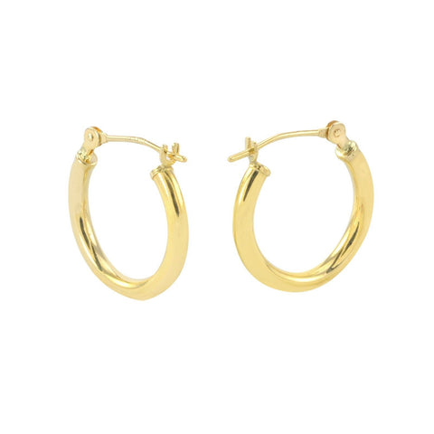 14k Yellow Gold Hoop Earrings 16mm Small-Medium Latch Post Hoops - Jewelryland.com