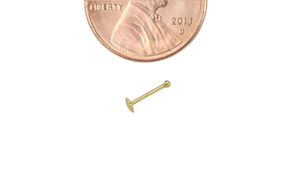 Nose Stud 22G 3mm Flat Heart 14k Yellow Gold Nose Bone Pin - Jewelryland.com