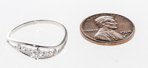 Sterling Silver 7 Circles CZ Cubic Zirconia Ring Sizes 4 5 6 7 8 9 - Jewelryland.com