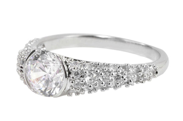 Sterling Silver 1.25ct Cubic Zirconia Ring 7mm Round CZ AAA Grade - Jewelryland.com