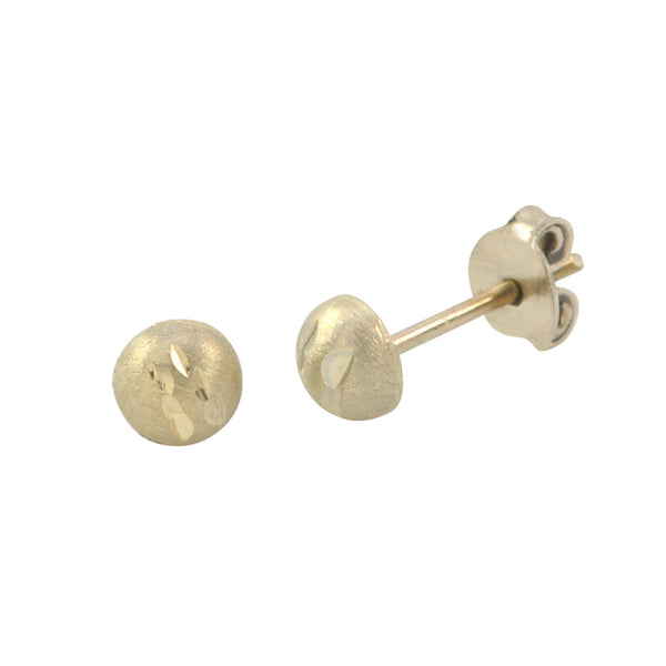 10k White Gold Half Ball Stud Earrings Matte Finish Laser Cut 4mm-7mm Pushbacks - Jewelryland.com