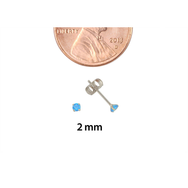 10k White Gold Blue Topaz CZ Stud Earrings Cubic Zirconia Round Prong Set - Jewelryland.com