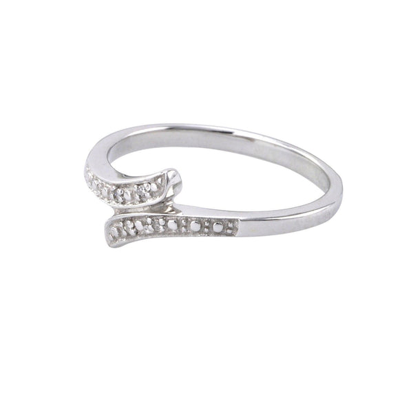 Sterling Silver Diamond Ring - Crossover Design .01 ct, I-J, I2 - Jewelryland.com