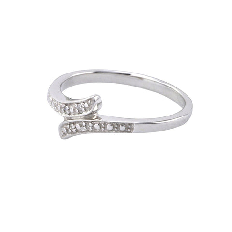 Sterling Silver Diamond Ring - Crossover Design .01 ct, I-J, I2 - Jewelryland.com