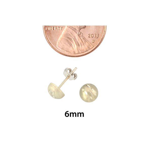 10k White Gold Half Ball Stud Earrings Matte Finish Laser Cut 4mm-7mm Pushbacks - Jewelryland.com