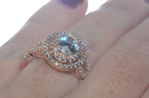 Sterling Silver Rose Gold Plated 1.25ct Oval CZ Ring - Jewelryland.com