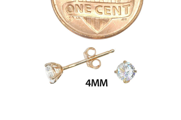 Sterling Silver Rose Gold Plated Round White Cubic Zirconia CZ Stud Earrings - Jewelryland.com