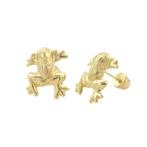 10k Yellow Gold Frog Stud Earrings with Screwbacks - Jewelryland.com