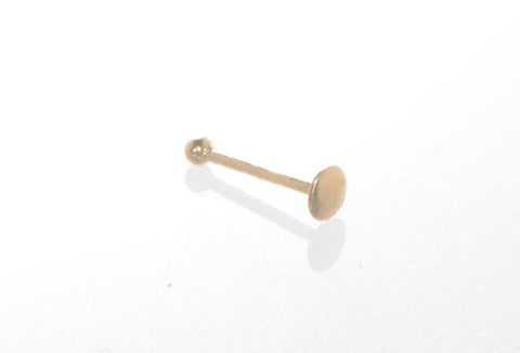 20g Nose Pin 14k Yellow Gold 2mm Flat Ball Nose Stud - Jewelryland.com