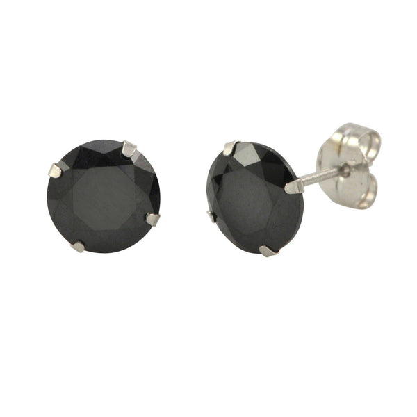 14k White Gold Black Cubic Zirconia Stud Earrings Round CZ - Jewelryland.com