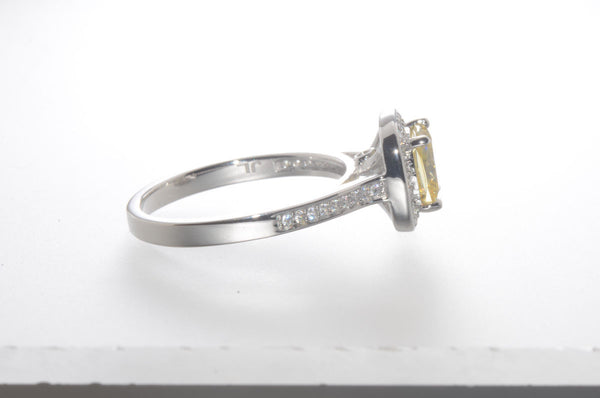 Sterling Silver 2ct Canary Yellow Princess Cut Designer Cubic Zirconia Ring - Jewelryland.com