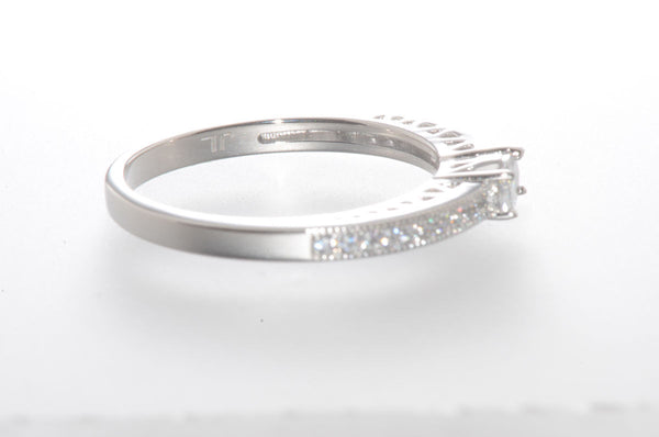 Sterling Silver Cubic Zirconia Ring with Rectangular Center Stone 2mm Wide Band - Jewelryland.com