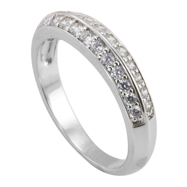 Sterling Silver Cocktail Ring 5mm wide 2 row CZ Band AAA Cubic Zirconia - Jewelryland.com