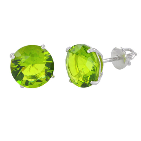 Sterling Silver Peridot Earrings CZ Cubic Zirconia Screwback - Jewelryland.com