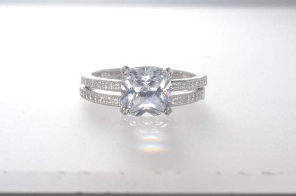 Sterling Silver Bridal Ring Set 2.5ct Cubic Zirconia Princess Cut CZ - Jewelryland.com