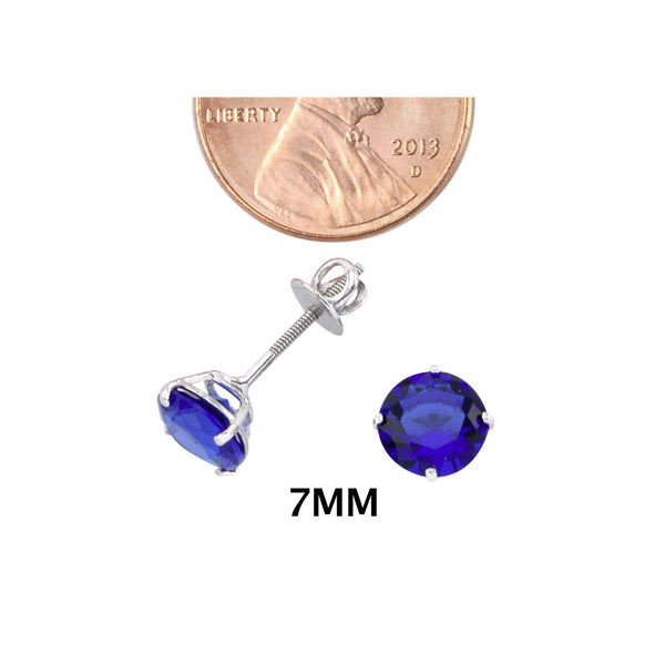 Sterling Silver Sapphire Cubic Zirconia Earrings Screwback CZs - Jewelryland.com