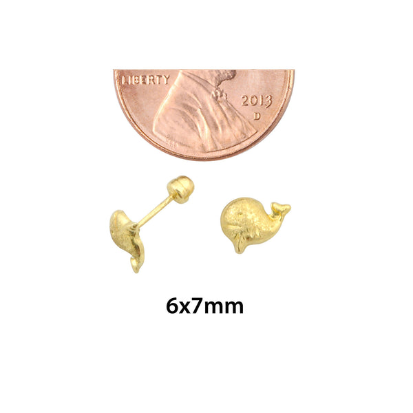 10k Yellow Gold Tiny Whale Stud Earrings with Screwbacks - Jewelryland.com