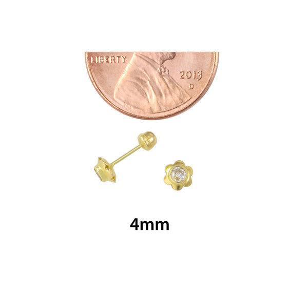 10k Yellow Gold Mini CZ Flower Stud Earrings with Pushbacks 4mm - Jewelryland.com