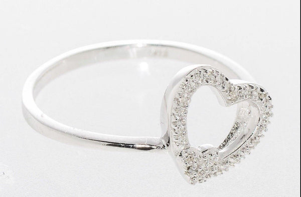 Sterling Silver Genuine Diamond Ring Heart .12ct, Size 7 - Jewelryland.com