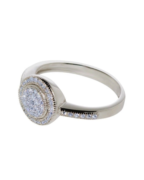 Halo CZ .925 Sterling Silver Pave Engagement Wedding Ring - Jewelryland.com