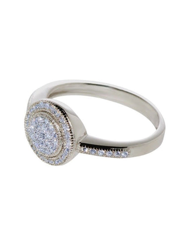 Halo CZ .925 Sterling Silver Pave Engagement Wedding Ring - Jewelryland.com