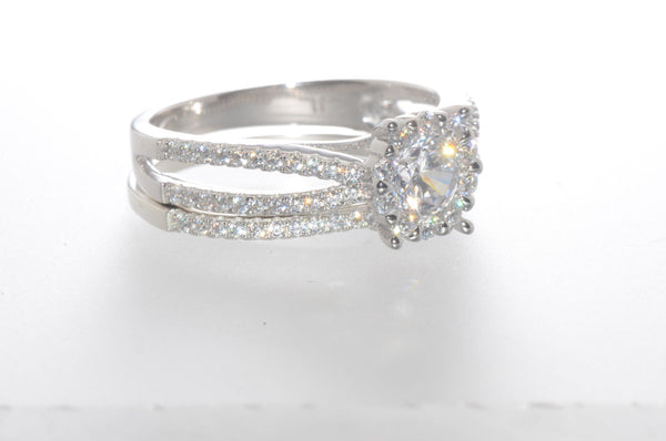 Sterling Silver CZ Wedding Ring Set 1/2 ct Cubic Zirconia CZ - Jewelryland.com