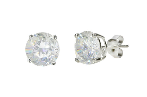 925 Sterling Silver Round CZ Stud Earrings Clear Basket Set - Jewelryland.com