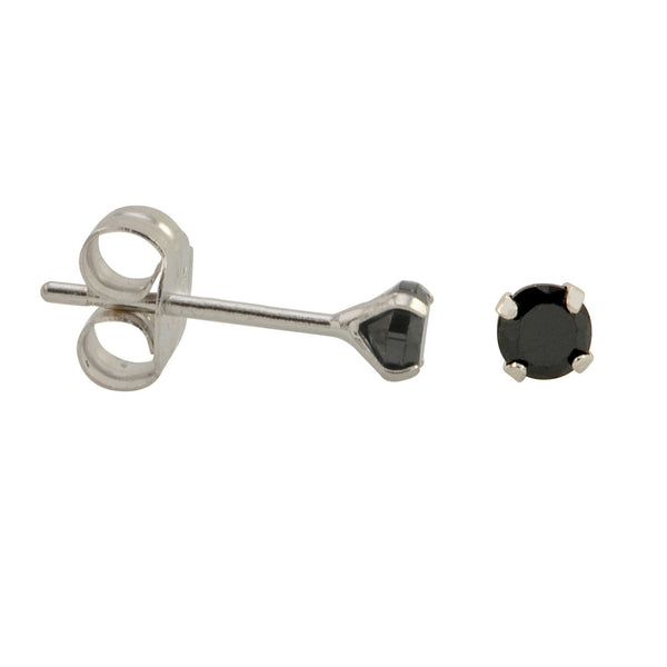 10k White Gold Black CZ Stud Earrings Cubic Zirconia Round Prong Set - Jewelryland.com
