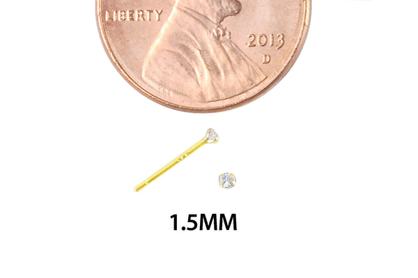 14k Yellow Gold Round CZ Cubic Zirconia Stud Earrings with Safety Silicone Backs - Jewelryland.com