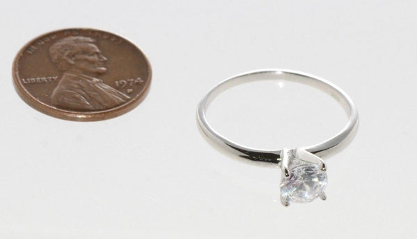 Solitaire Cubic Zirconia Engagement Ring Sterling Silver 6mm CZ - Jewelryland.com
