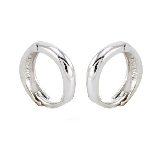 10k White Gold Hoop Earrings 11mm Hinged Hoops - Jewelryland.com