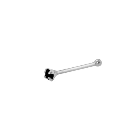 Sterling Silver Nose Stud Nose Bone Black CZ Cubic Zirconia Stone - Jewelryland.com