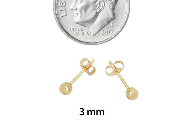 10k Yellow Gold Ball Stud Earrings For Kids 2mm-7mm - Jewelryland.com