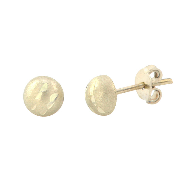 10k White Gold Half Ball Stud Earrings Matte Finish Laser Cut 4mm-7mm Pushbacks - Jewelryland.com