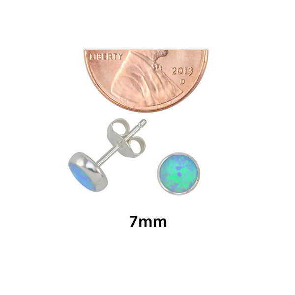 Sterling Silver Grey Green Opal Stud Earrings Gemstone 7mm Round - Jewelryland.com