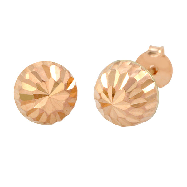 10k Rose Gold Half Ball Stud Earrings High Polish Laser Cut 4mm-7mm - Jewelryland.com